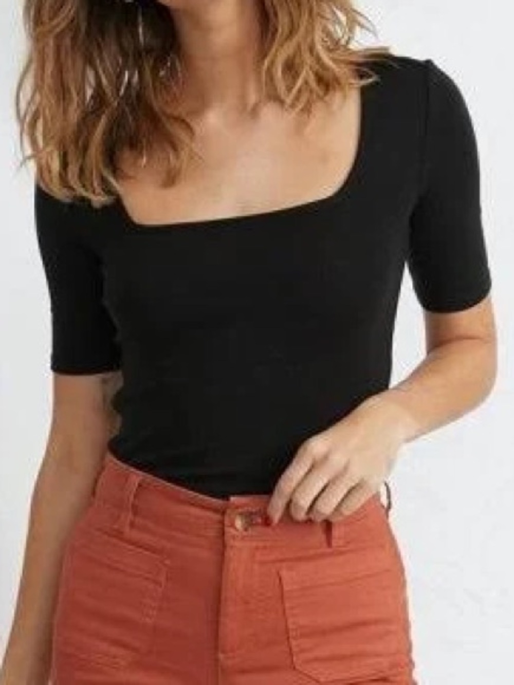 Marine Layer Lexi Rib Square Neck Top : Small